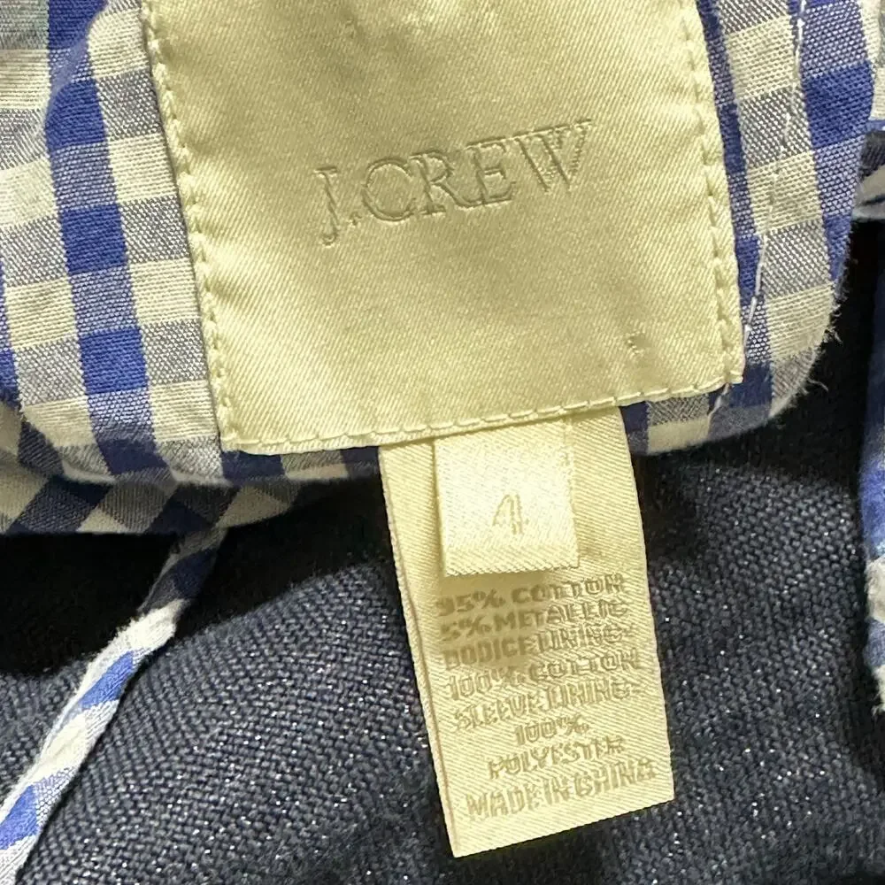 J Crew Peacoat Size 4 Navy Blue Cotton Blend Double Breasted Jacket Academia - Picture 5 of 10